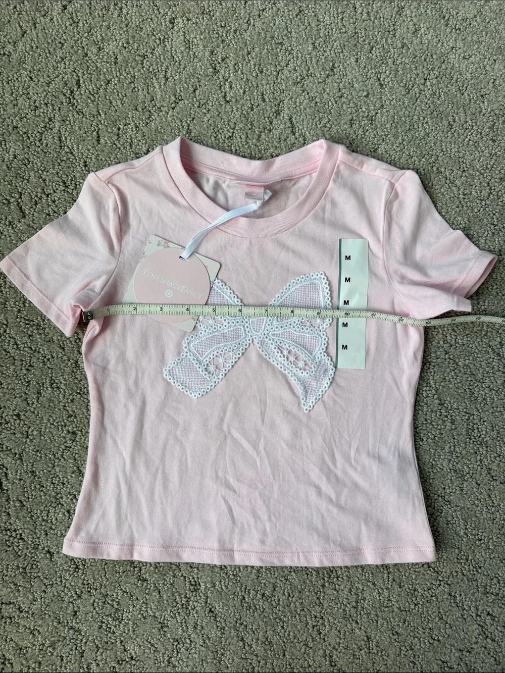 LOVESHACKFANCY Cottagecore T-Shirt & Short Set Pink Bundle Girls Lounge Med NWT